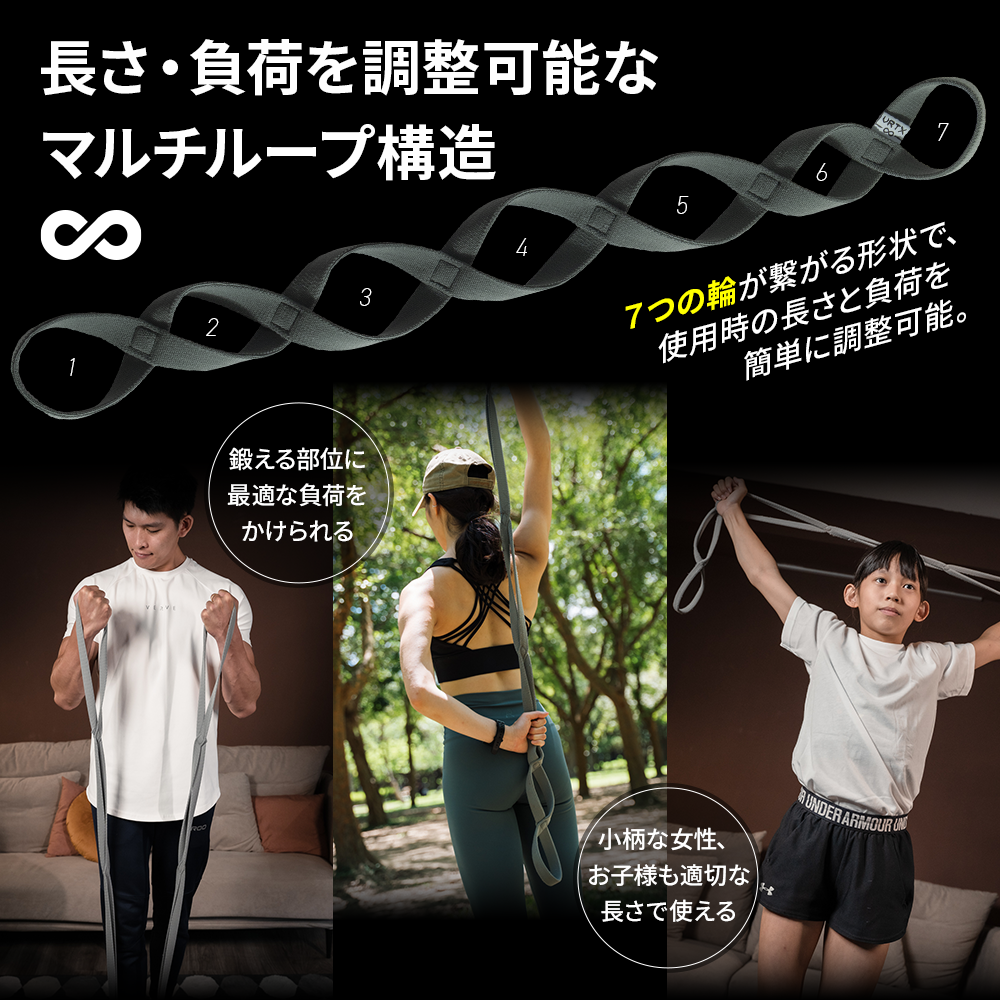 フィットネス・ハント「VRTX」4本セット 今までにない安心感と快適性、進化したフィットネスバンドVRTX