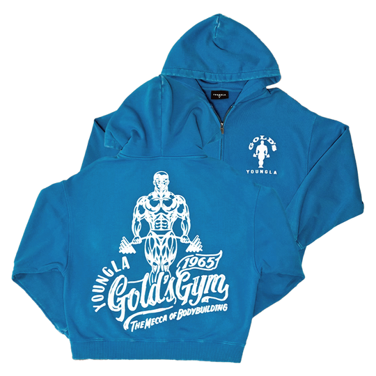 GOLD'S GYM × YoungLA ジップフーディー／ブルー G7165 【数量限定